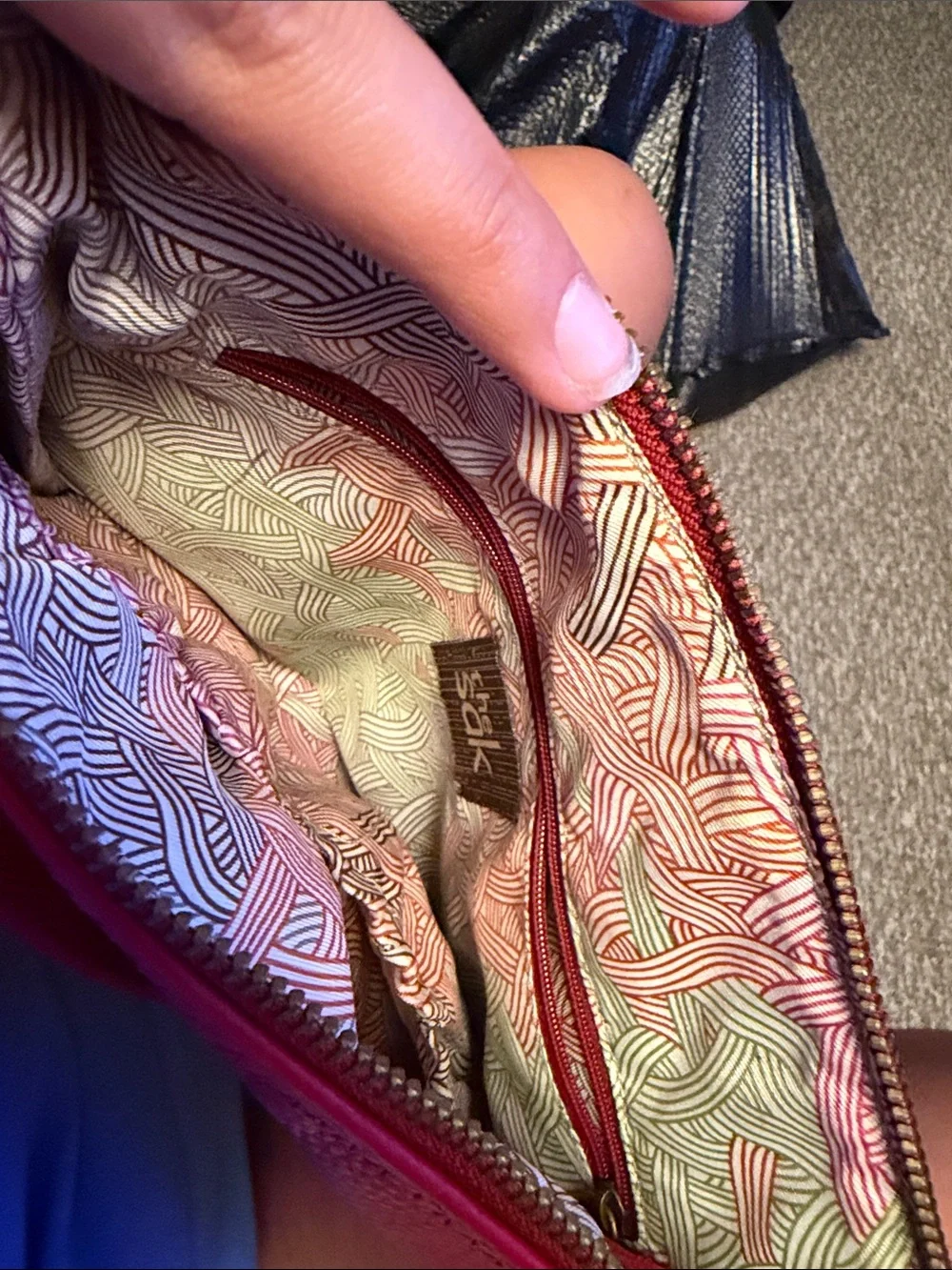 The Sak Pink-Red Pebbled Leather Crossbody Bag